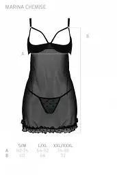 Еротичний пеньюар Passion MARINA CHEMISE, S/M, black - мініатюра 5