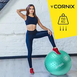 М'яч для фітнесу (фітбол) Cornix 65 см напівмасажний Anti-Burst Mint XR-0480 - мініатюра 5