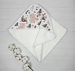 Дитячий рушничок-куточок 80х80 a.l.babybox Зайчики на галявині Білий - мініатюра 2