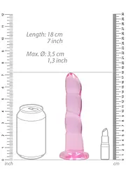 Фалоімітатор RealRock Crystal Clear 7" 18 см (рожевий) - мініатюра 3