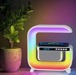 Нічний смарт XM-G3 RGB підсвічування Bluetooth з колонкою бездротовою зарядкою годинником радіо 15 Вт - мініатюра 3