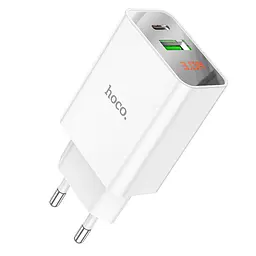 МЗП Hoco C100A PD20W + QC3.0 charger with digital display ( EU ) White