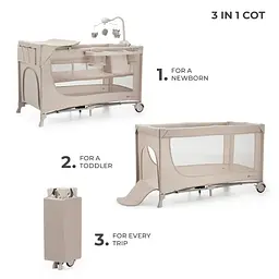 Ліжко-манеж с пеленатором Kinderkraft Joy 2 Beige (KLJOY02BEG000AC) - мініатюра 3