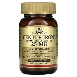 Залізо Gentle Iron 25 mg 90 рослинних капсул Solgar vit0005981