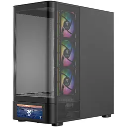 Корпус ModeCom VOLCANO AQ500 ARGB MIDI FRONT LCD 6,2” 4x120mm fans BLACK без БЖ ATX - мініатюра 3