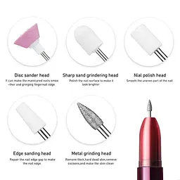 Фрезер для манікюру та педикюру Flawless Salon Nails червоний • Портативна машинка для нігтів з насадками для домашнього догляду - мініатюра 3