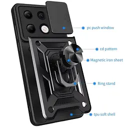 Чохол Ummi Camshield Serge Ring для Xiaomi Redmi Note 13 Pro 4G / 14s / Poco M6 Pro 4G Чорний / Black - мініатюра 2