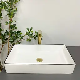 Умивальник VBI Triest white black Edge накладний VBI-012710, Білий - мініатюра 4