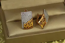 Сережки Xuping Jewelry уламок з родієм 1,9 см золотисті - мініатюра 2