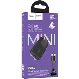 МЗП Hoco N72 Speed ultra-thin PD20W (1USB-C) + кабель Type-C to Lightning Black - мініатюра 2