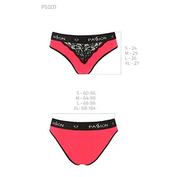Трусики з широкою гумкою і мереживом Passion PS001 PANTIES S, red-black - мініатюра 5