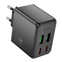 Зарядний пристрій блок на 4 виходи (порта USB) Hoco CS19A 2*USB-C + 2*USB 65W чорний - мініатюра 3
