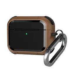 Чохол для навушників Apple AirPods Pro 3, коричневий, Panzer, протиударний захисний кейс з TPU та полікарбонату, посилені стінки, захист від подряпин, пилу та ударів, легкий та компактний, з карабіном для кріплення, ArmorStandart (ARM88287)
