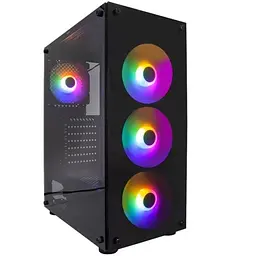 Корпус 1stPlayer V3-B-BK-4F1, Black, без БЖ, Midi Tower, ATX / Micro ATX / Mini ITX, 1xUSB 3.0 / 2xUSB 2.0, макс. CPU - 165 мм / VGA - 320 мм, 4x120 мм RGB, бічна панель із загартованого скла