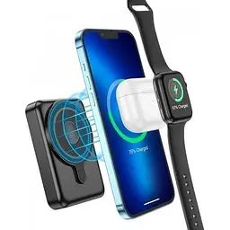 Зовнішній акб бездротовий Hoco Q11 Expressar 3-in-1 magnetic fast charging 10000mAh чорний 6931474777782 - мініатюра 2