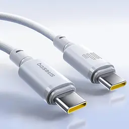 Дата кабель Baseus New Braided Type-C to Type-C 100W (2m) (E0426V) Moon White - мініатюра 2