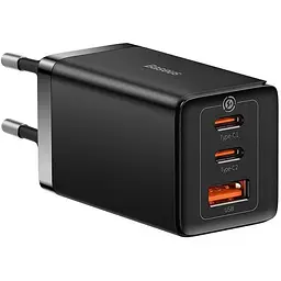 Зарядний пристрій Baseus 2xUSB-C 65W + 1xUSB GaN + cable USB-C to USB-C 100W 1.0m black (CCGP120201)