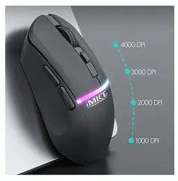 Игровая мышь беспроводная iMICE G-902, 6 кнопок, аккумулятор, 4000 DPI, 2.4Ghz, Bluetooth 5.1 - мініатюра 8