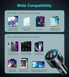Автомобільний зарядний пристрій Choetech С0054 2xUSB-C+USB-A, 130 Вт, 5A, QC3.0/PD/PPS - мініатюра 3