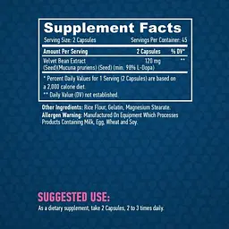Л-Допа Мукуна екстракт (прекурсор Дофаміну) Haya Labs L-DOPA Mucuna Pruriens Extract 90 капсул - мініатюра 3
