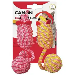Іграшка для котів мишки з м'ячем Camon 8см 2 шт