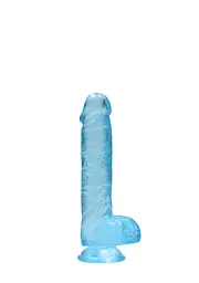 Фалоімітатор Realrock Dildo 6" блакитний з мошонкою - мініатюра 2