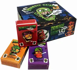 Жувальні гумки Zombie Gum Bubble Wit Tattoos Gumy Owocowe Z Efektem Dymu 10шт 35г - мініатюра 8
