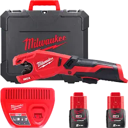 Труборіз акумуляторний для неіржавкої сталі MILWAUKEE, M12 PCSS-202C (зарядний пристрій С12 С, 2 акумулятори М12 В2 2Аг, кейс)