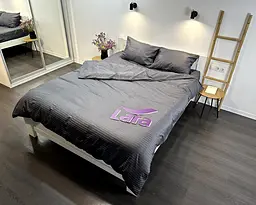 Постільна білизна LARA сатин-страйп LUX graphite d13206р полуторний - мініатюра 5