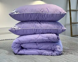 Ковдра зимова ArCloud Floral Lavander 200х220 у сумці + 2 подушки з кантом ArCloud Floral Lavander 50х70 у сумці + постільна білизна LARA сатин євро модель на вибір - мініатюра 2