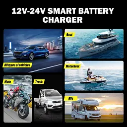 Автомобільний зарядний пристрій Foxsur FBC122408D 12V 8A / 24V 4A Автоматичний імпульсний з функцією відновлення Blue (19434) - мініатюра 10