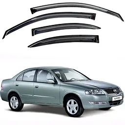 Дефлектори вікон для Nissan Almera classic (N17) 2006- / Аlmera II Sd (N16) 2000- 2006 Седан на скотчі (Acrylic) AMN10106