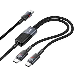 Кабель Hoco U139, 2 в 1 Type-C to Type-C/ Type-C PD 100W 1.2 м чорний