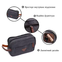 Стильная барсетка для мужчин на два отделения из качественного текстиля Vintage 22233 черный - миниатюра 8