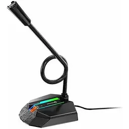 Настільний USB-мікрофон MeeTion MT-MC15 з підсвічуванням RGB 5В Гусяча шия на 360 градусів Чорний
