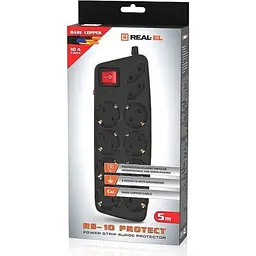 Мережевий фільтр живлення REAL-EL REAL-EL RS-10 Protect, 5m, black (EL122300040) - мініатюра 8