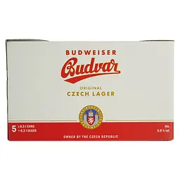 Набір: пиво Budweiser Budvar Original (5 шт. х 0.5 л = 2.5 л) + кухоль 0.3 л - мініатюра 6