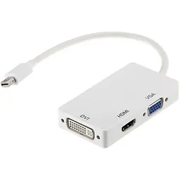 Перехідник PowerPlant mini DisplayPort (Thunderbolt)-HDMI, DVI, VGA (3 в 1)
