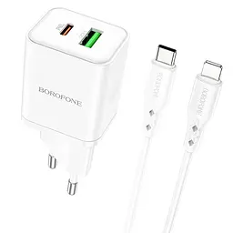 МЗП Borofone BN7 PD20W+QC3.0 (1USB-A/1C) + кабель Type-C to Lightning White