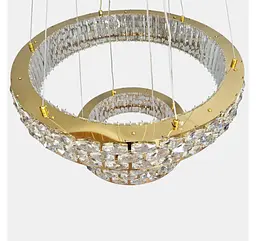 Світлодіодна підвісна кришталева люстра Artlight 3042-60+40GD з двома кільцями, 135W - мініатюра 3