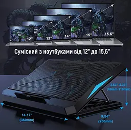 Охолоджувальна підставка для ноутбука 15.6 дюйма ColorWay Cooling Laptop CL-Q3 6xfans