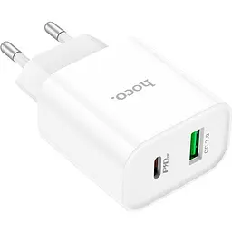 Мережевий зарядний пристрій Hoco C80A Plus USB-A/USB-C 20W White (779885) [124885] - мініатюра 2