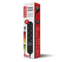 Фільтр мережевий 4 розетки 2 м Black 45 Вт ColorWay teh0024059 - мініатюра 5