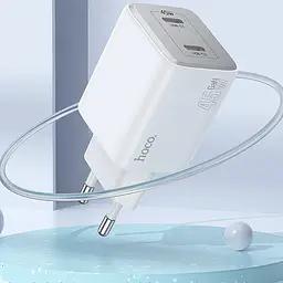 МЗП Hoco N42 Elogiado PD45W (2USB-C) + кабель Type-C to Lightning White - мініатюра 4