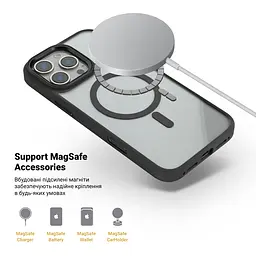 Чехол Apple iPhone 16 Pro Max, Unit MagSafe, черный, прозрачный, магсейф, противоударный, магнитный, панель-накладка с поддержкой MagSafe, с поддержкой беспроводной зарядки, TPU+PC, защита всего корпуса, ударопрочный, ArmorStandart (ARM78713) - мініатюра 4