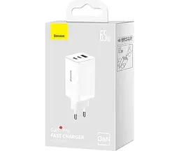 Зарядний пристрій 65 W 3 порти Baseus Gan 5 Pro CCGP120202 блок живлення білий - мініатюра 5