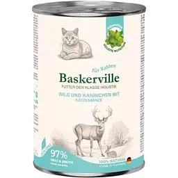 Вологий корм для котів Baskerville Holistic Wild und Kaninchen оленина з кроликом і котячою м'ятою 400 г