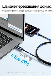 Кабель Vention TSIBH USB-C - USB-C PD 240 Вт з OLED-дисплеєм 2 м чорний (TSIBH) - мініатюра 6