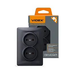 Розетка Videx BINERA 2ая черн (VF-BNSK2-BG) - мініатюра 4