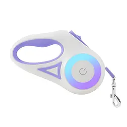 Повідець рулетка Touch Light з LED ліхтарем (3м, білий/фіолетовий)